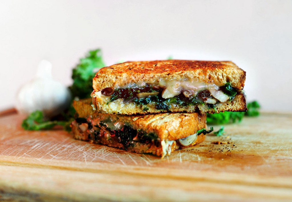 kale grilled cheese stack